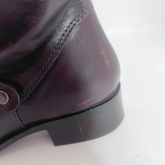 Via Spiga Dark Brown/Burgundy Leather Riding Boots - Picture 15 of 15